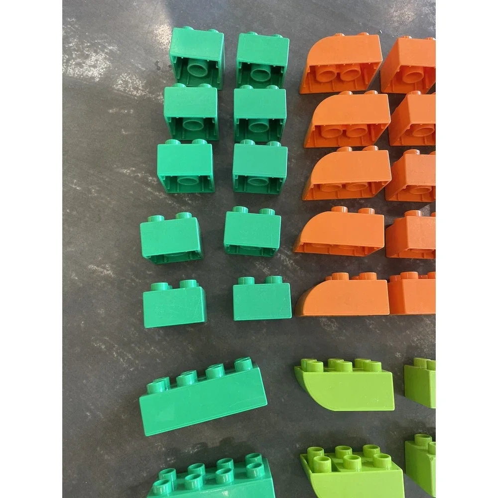 LEGO DUPLO Building Blocks 55pc Mixed Size Lot Bright Green Lime Orange
